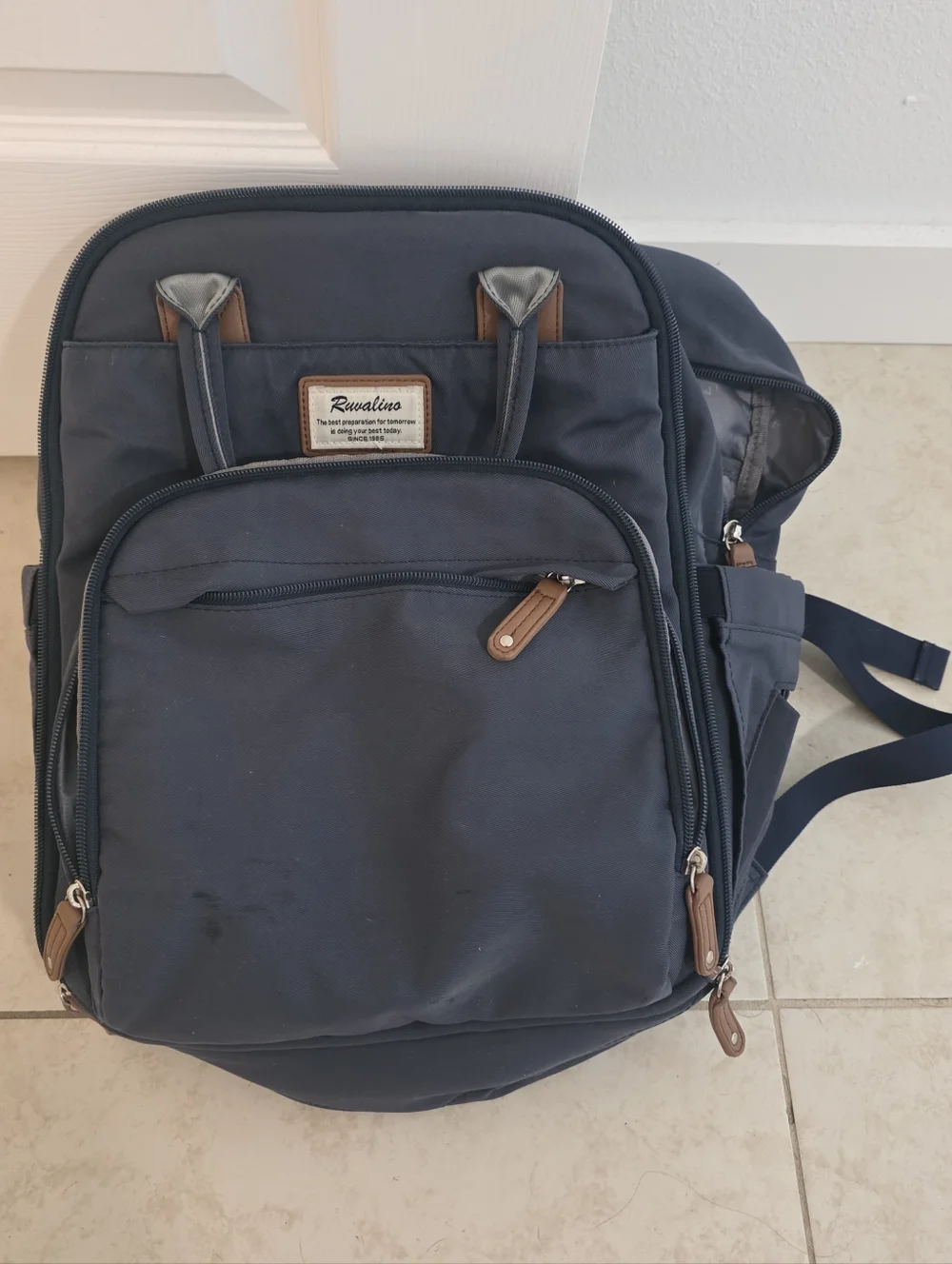 Ruvalino Diaper Bag Backpack Navy Blue Multi-Pocket Baby Bag Travel Organizer